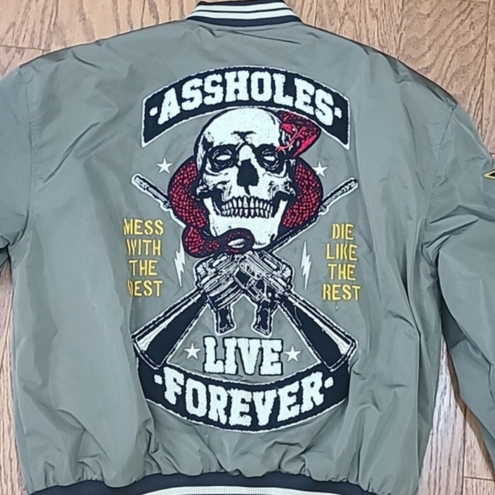 Assholes Live Forever bomber jacket Sz Large - Picture 2 of 7